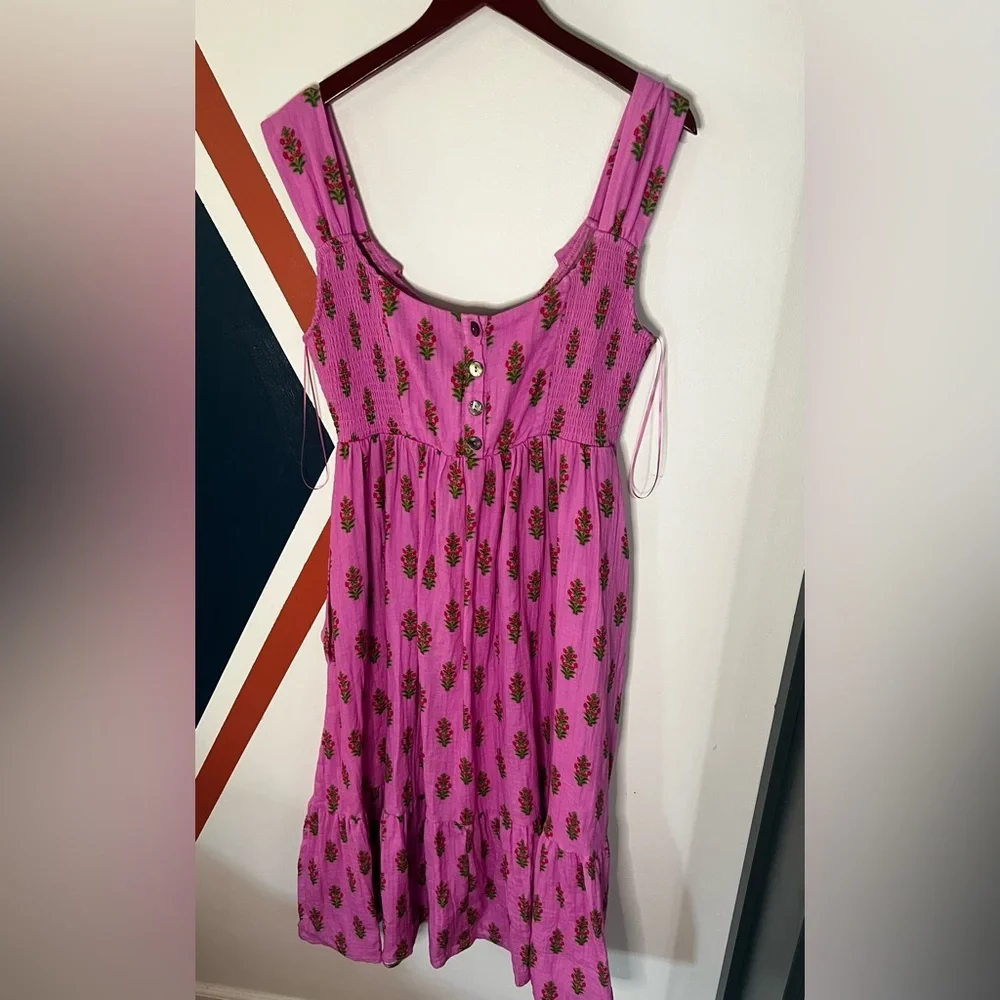 Pink Lily Floral Button-Front Sundress Garden Wedding Guest Dress - Picture 1 of 5
